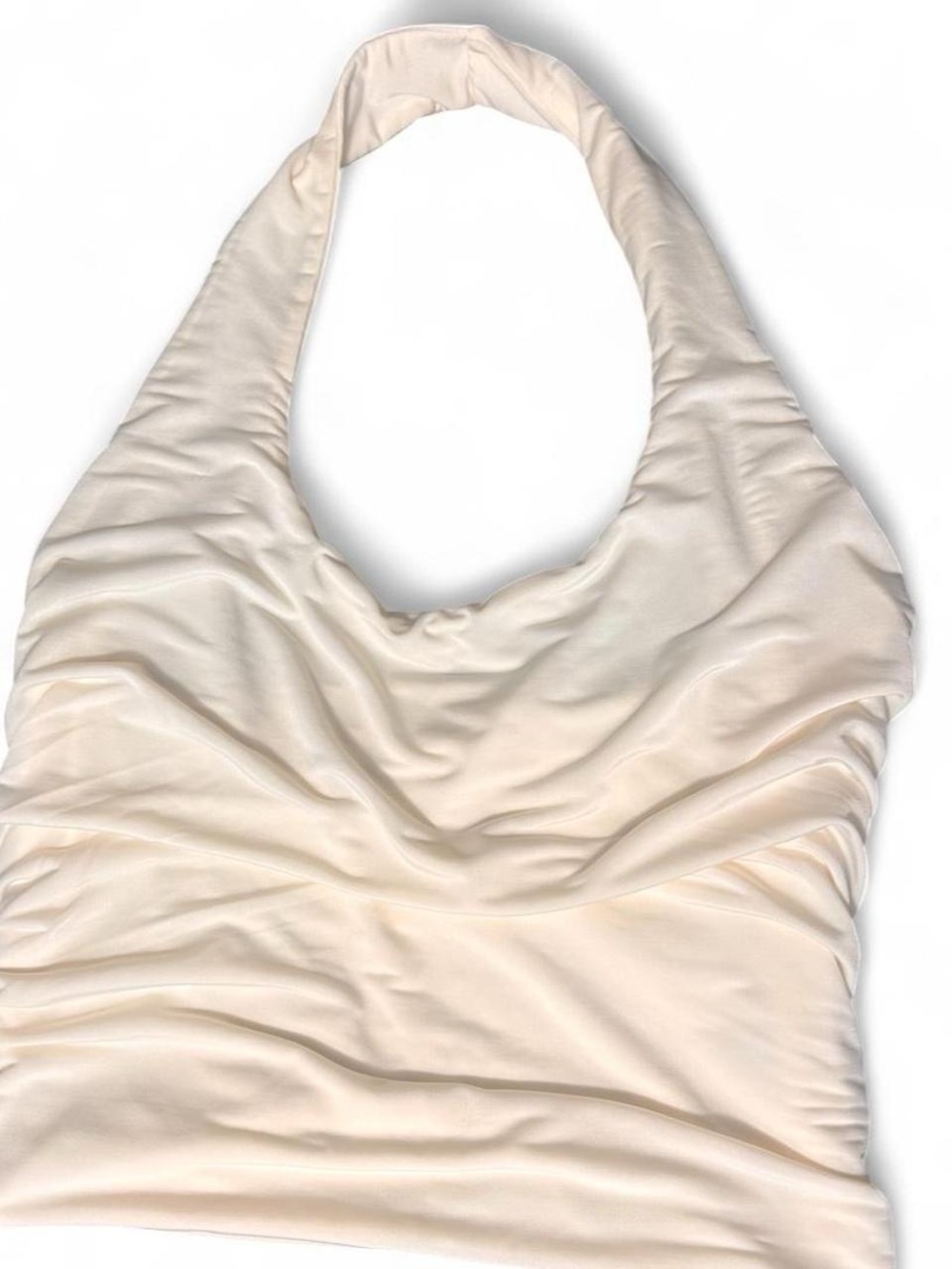 Meshki Cream Halter Camisole with Ruched Front